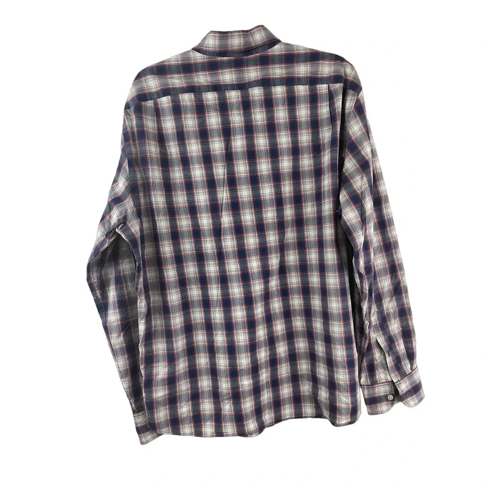 J. Crew Size XL men’s Plaid Button Down Shirt Long Sleeve Blue White 98% Cotton
